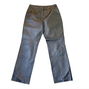 Chadwicks Women's Black Leather Pants Sz 8 Vintage High Waisted Tailored Slacks